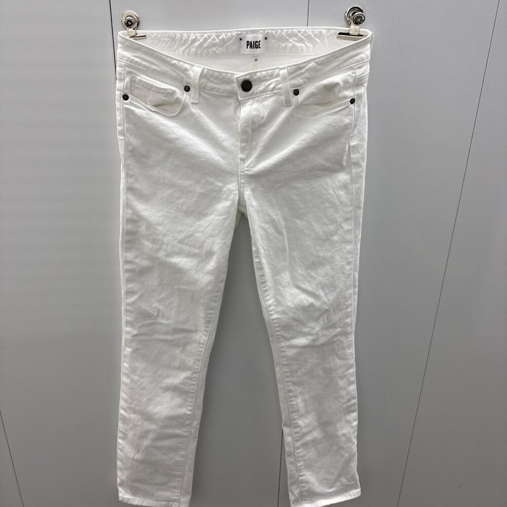 Paige Jeans Womens 30 White Stretch Denim Slim‎ Straight 5Pocket Made in USA